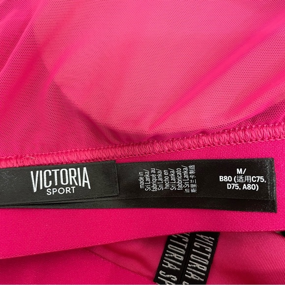EUC Victoria Secret Women's M Sport Bra Hot Pink Black Padded Razorback.Strappy - Picture 7 of 8